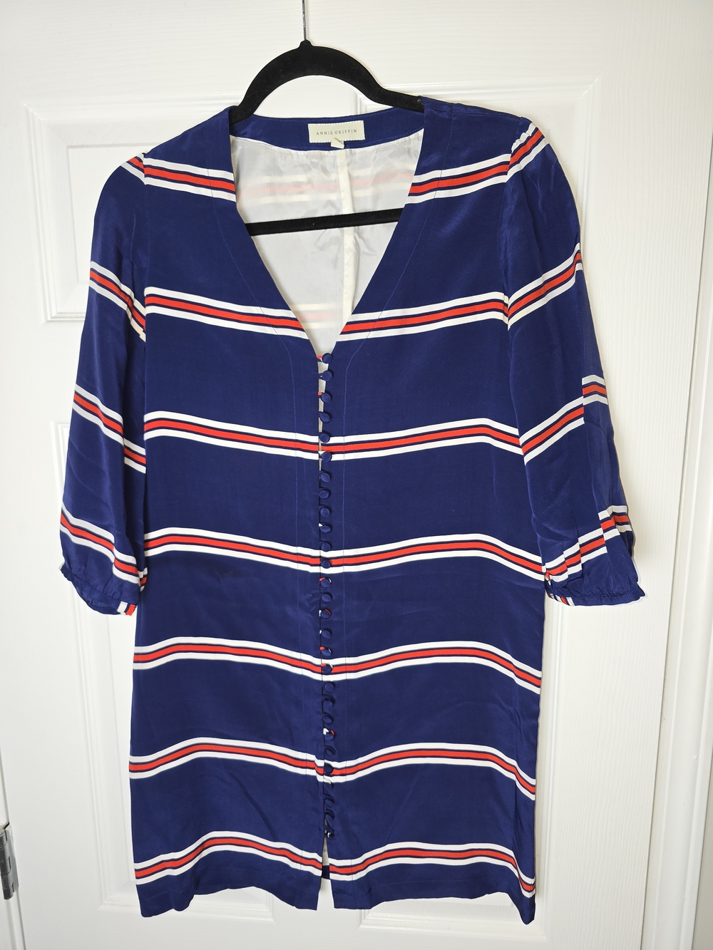 Annie Griffin Red, White, & Blue Buttom Up Dress Size Small